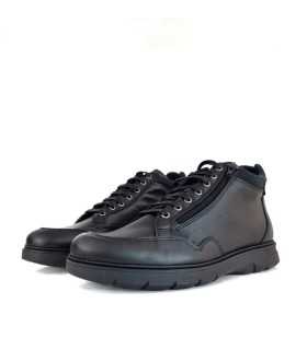 Bota piel negra impermeable hombre