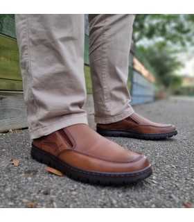 Zapato piel marrón hombre claro elásticos de Baerchi