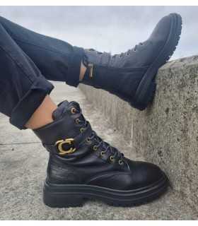 Botin piel negro mujer 160891 biker de Carmela puestas