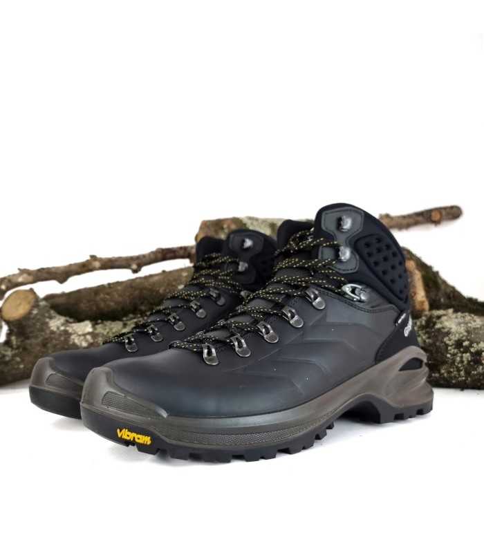 Botas piel de trekking Dakar negra de Grisport vista semilateral