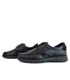 Zapato hombre piel negra cordones de Sherlock, vista de los dos perfiles