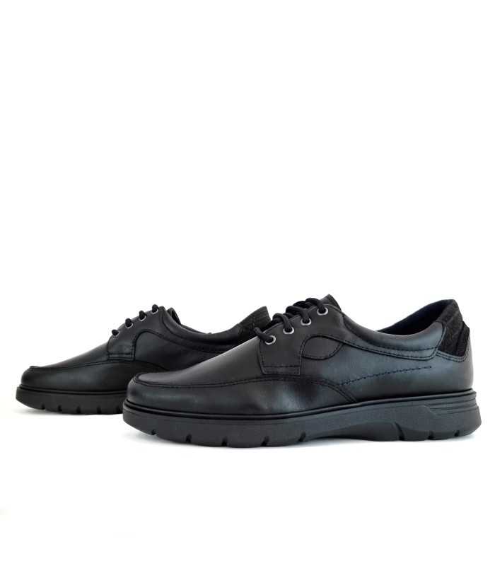 Zapato hombre piel negra cordones de Sherlock, vista de los dos perfiles