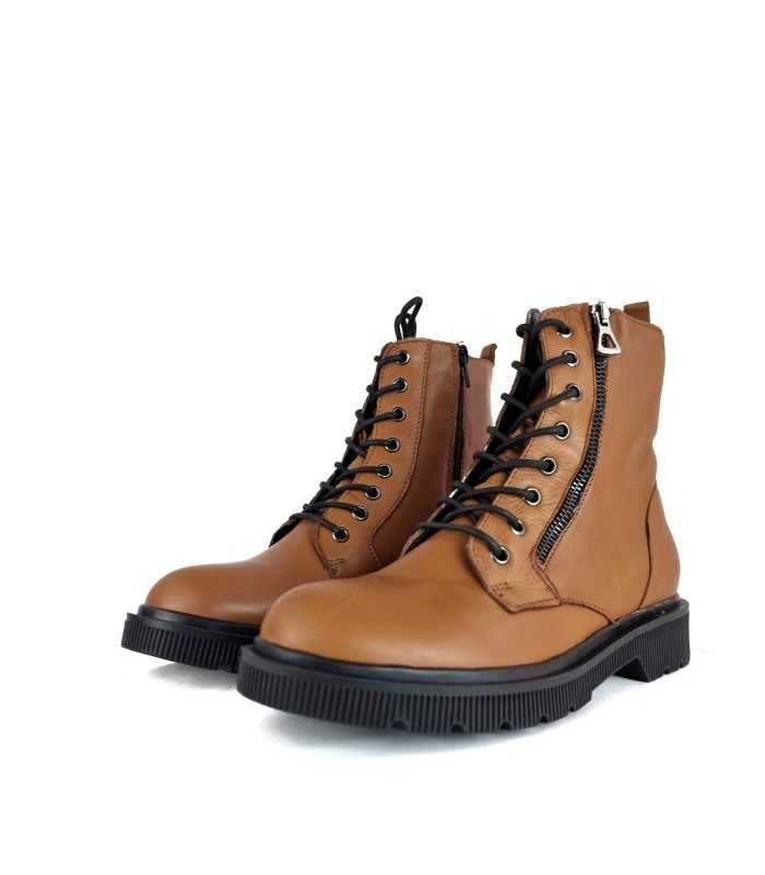 Bota estilo militar waterdrops camel de Rizzolivista de medio perfil