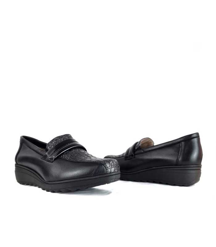 mocasín horma ancha con cuña de 4 cm Salvatore Visentini, vista de los dos perfiles
