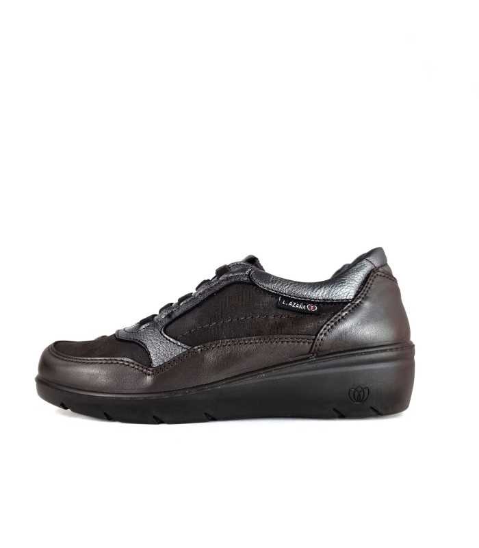 Zapatos cómodos piel marrón con cuña de laura Azaña de mujer