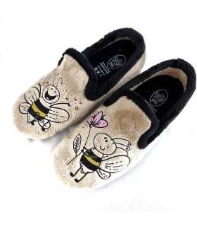 Zapatilla casa mujer beige Flossy vista superior