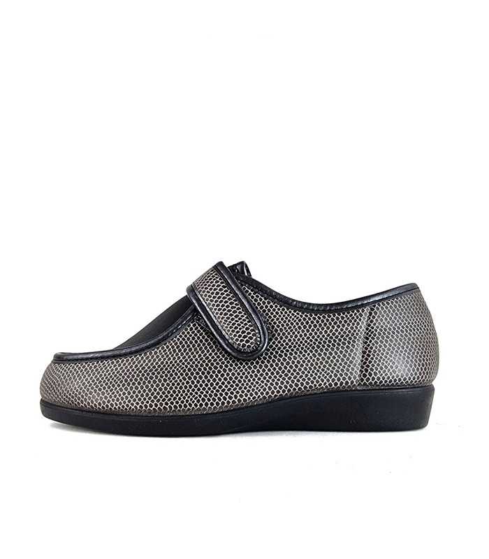 Zapatilla casa ancho especial licra gris del Docotr Cutillas para mujer