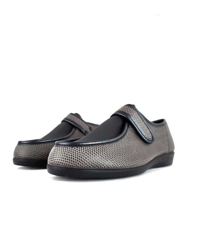 Zapatilla casa ancho especial licra gris del Docotr Cutillas para mujer