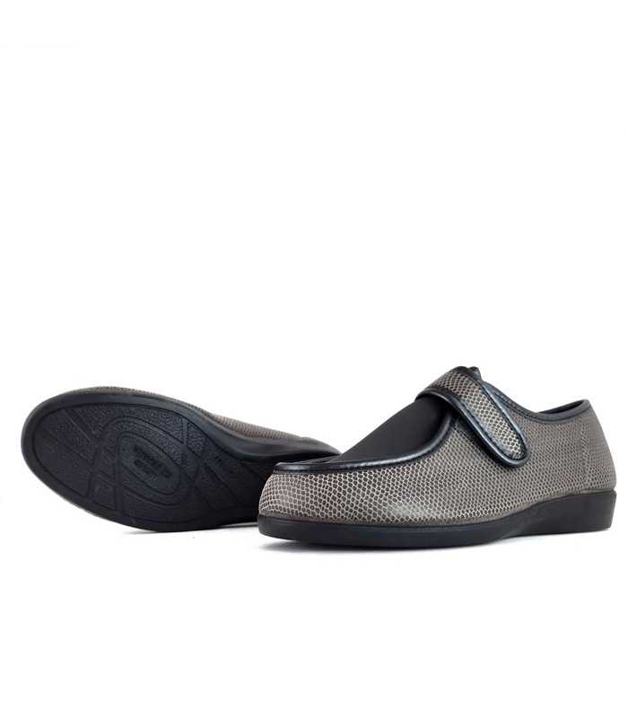 Zapatilla casa ancho especial licra gris del Docotr Cutillas para mujer