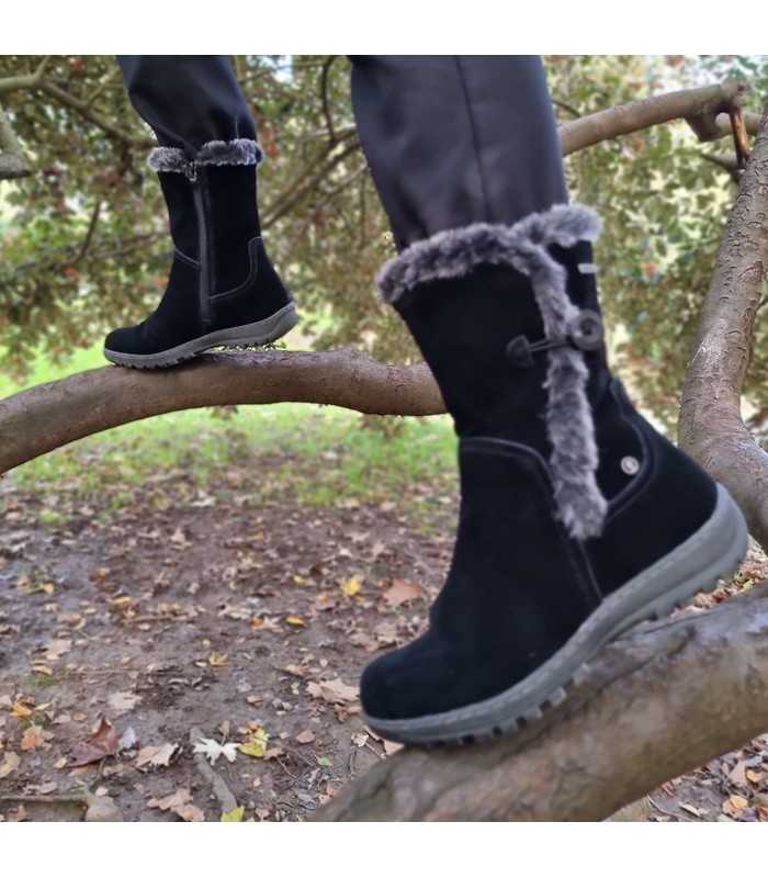 Bota resistente a la lluvia piel del Corornel Tapioca negra
