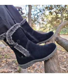 Bota resistente a la lluvia piel del Corornel Tapioca negra