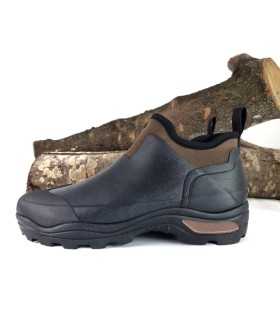 Botínes de neopreno negro y marrón para hombre, vista de perfil – Segura