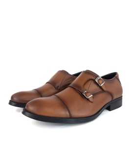 Zapatos de vestir monkstrap dos hebillas marrón de Luisetti de piel para hombre