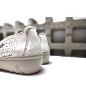 talón acolchado zapato blanco mujer cuña Laura Azaña