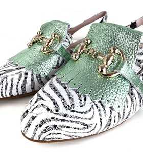 Detalle de combinación de pieles de Zapato mujer destalonado Cuore de Nival