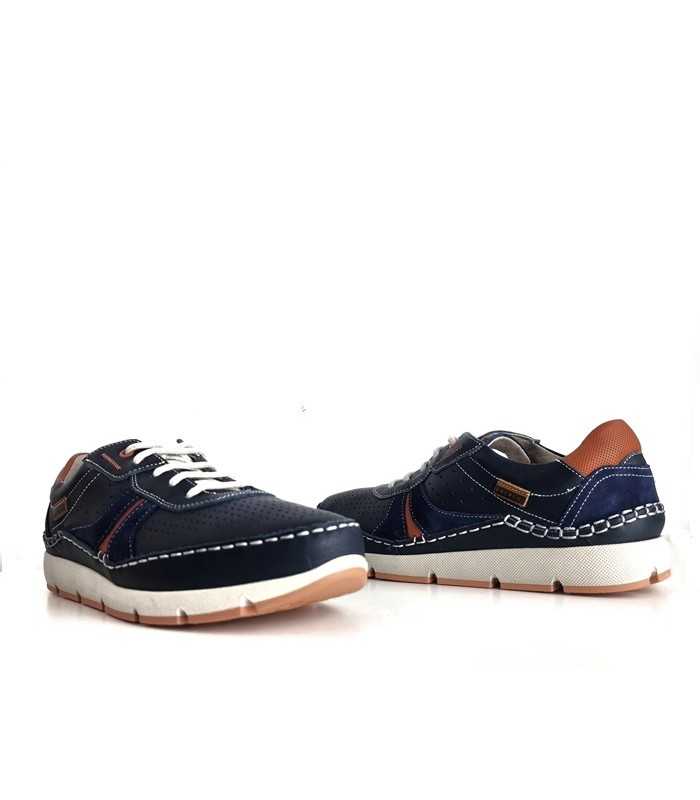 Zapatos cordones hombre Virgo de Baerchi azul, vista de los dos perfiles