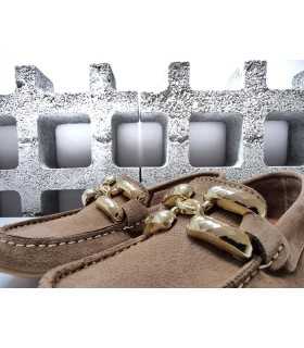 Zapatos mocasin piel serraje marron hebilla de DChicas