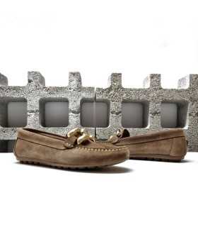Zapatos mocasin piel serraje marron hebilla de DChicas