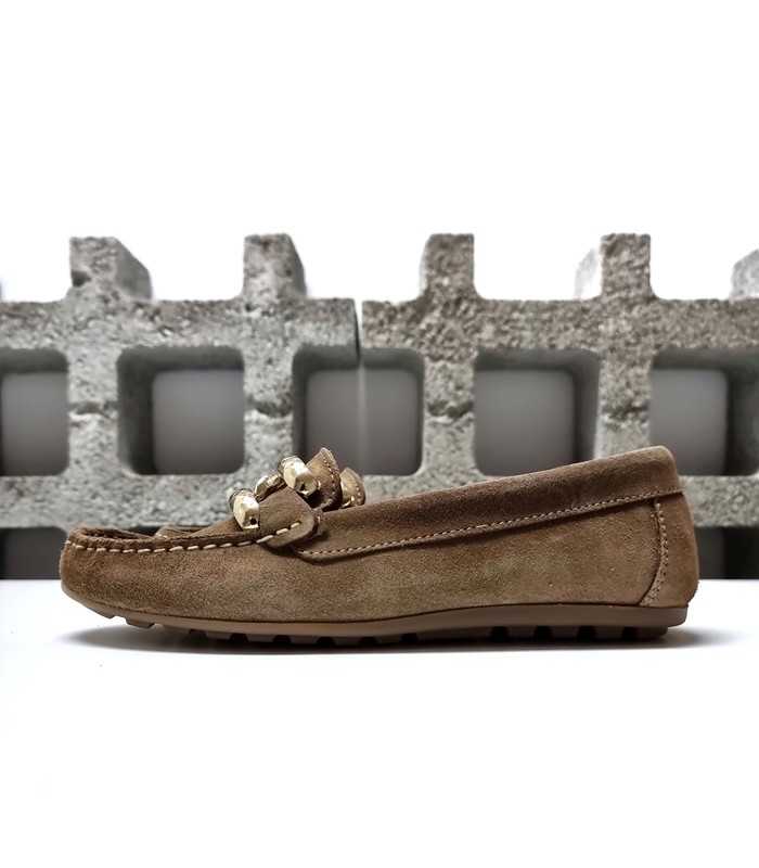 Zapatos mocasin piel serraje marron hebilla de DChicas