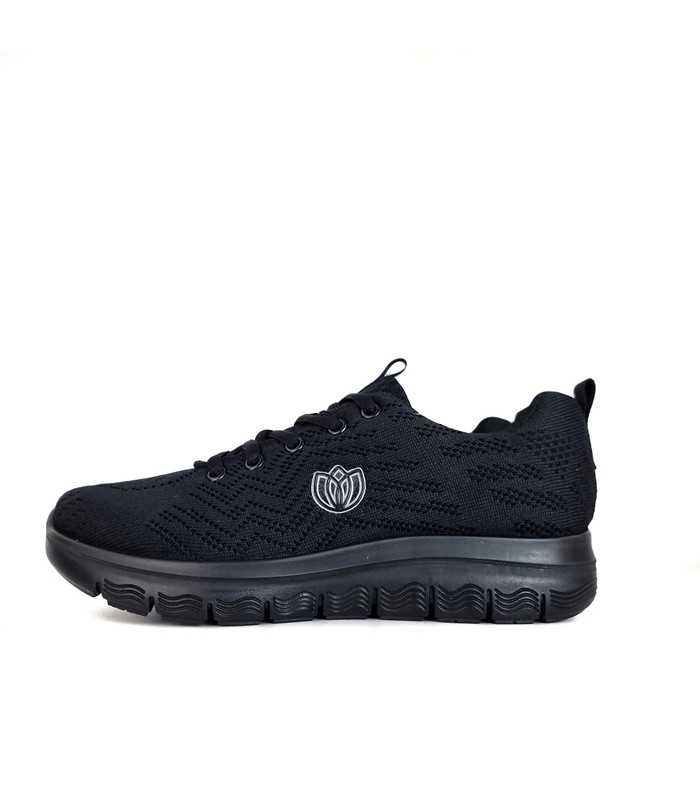 Zapatilla deportiva Runner lady cordones negra de laura Azaña, vista de medio perfil