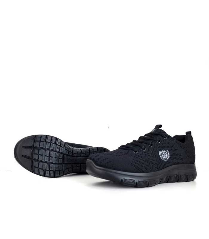Primer plano de l piso de poliuretano de Zapatillas deportiva Runner lady cordones negra de Laura Azaña