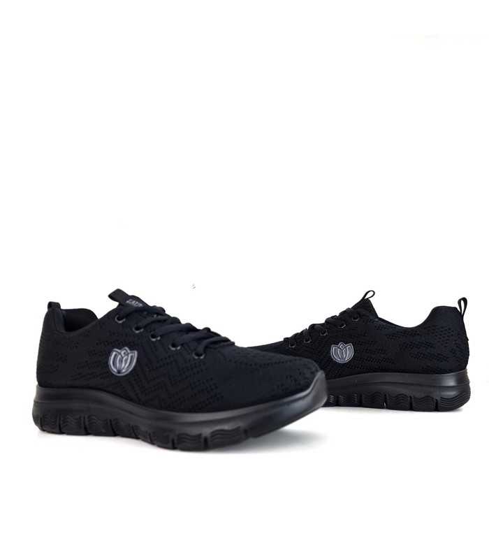 Zapatilla deportiva Runner lady cordones negra de Laura Azaña, vista de los dos perfiles