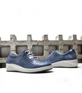 Zapato deportivo Harmony de Suave by leyland  piel azul cobalto