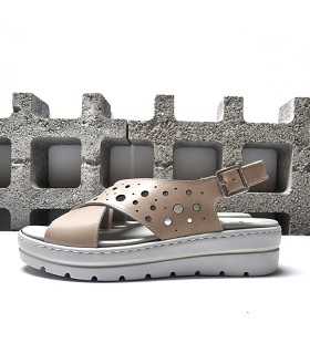 sandalias plataforma piel rosa Notton vista lateral