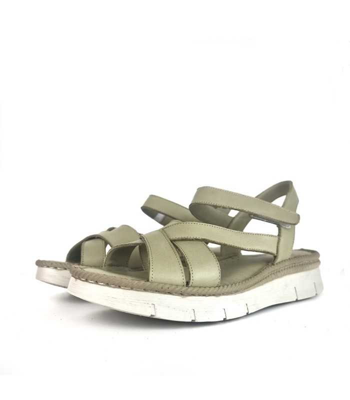 Sandalias mujer cómoda piel verde de Treintas
