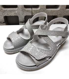 Sandalias cuña ancha mujer gris con plantilla extraíble