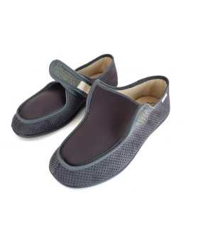 Apertura del velcro de Zapatilla gris de casa hombre Alpargata azul licra de Cabrera