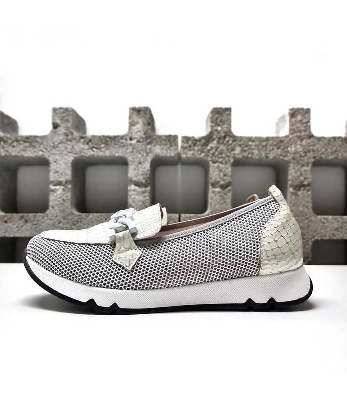 Doctor Cutillas mocasínes mujer piel textil perfil blanco