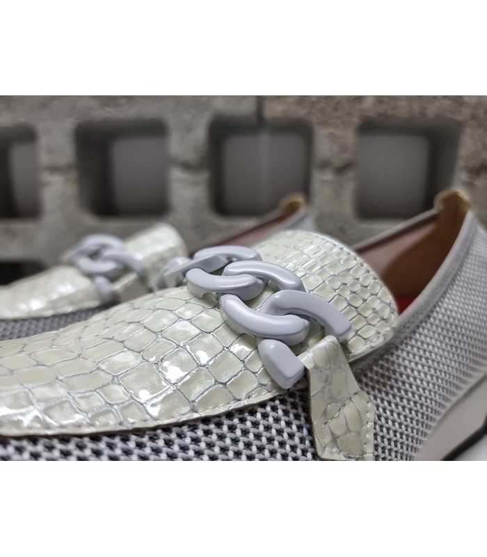 detalle piel textil mocasínes blanco mujer Cutillas