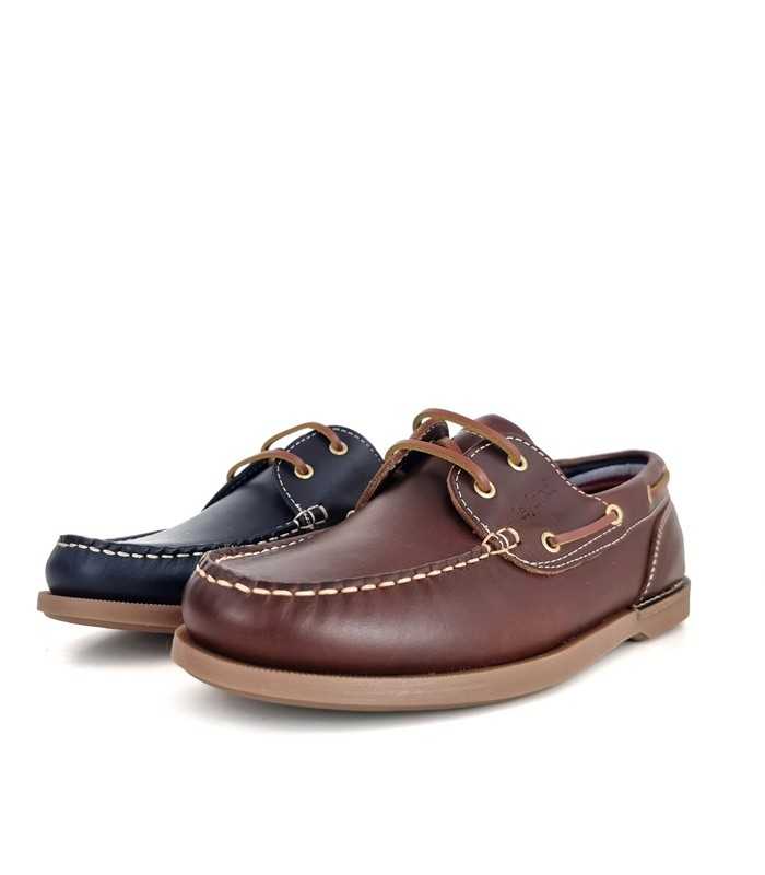 Zapato náutico piel de Leyland para hombre azul o marron