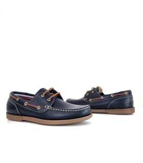 Zapato náutico piel de Leyland para hombre azul