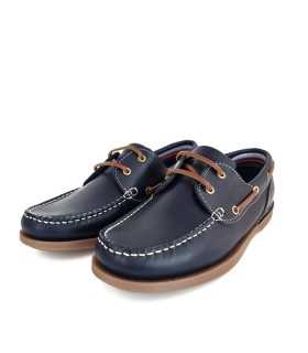 Zapatos náuticos piel de Leyland para hombre azul