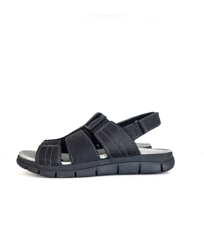 Sandalia hombre piel negra Vicmart vista lateral.