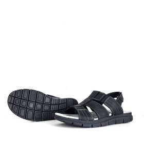 Suela antideslizante sandalias piel negra hombre Vicmart.