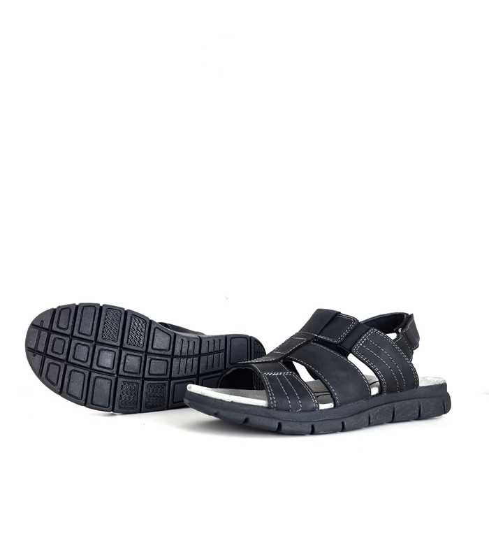 Suela antideslizante sandalia piel negra hombre Vicmart.