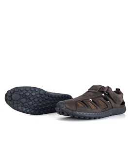 Sandalia cerrada hombre piel forro foamizado de Vicmart marron, vista de la suela