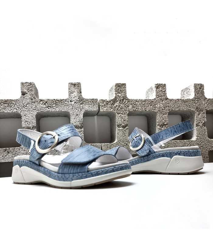 Sandalia mujer dos velcros Ambar de Suave by Leyland azul