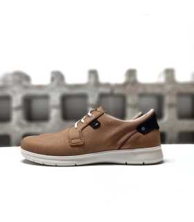 zapato cordones hombre sport Luisetti perfil lateral piel nobuck marron