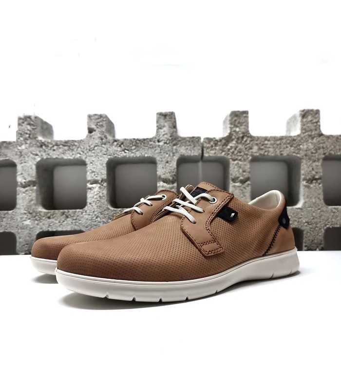 zapato sport piel nobuck cordones Luisetti medio perfil marró