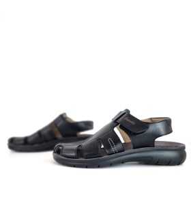 Sandalia cerrada Ocean hombre velcro de Luisetti negra, vista de dos perfiles