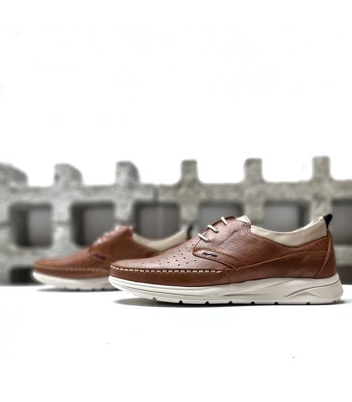 Zapato hombre cordones marrón, vista de los dos perfiles