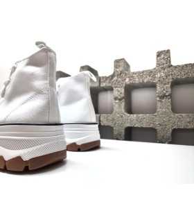 Bota sneaker plataforma lona blanca mujer