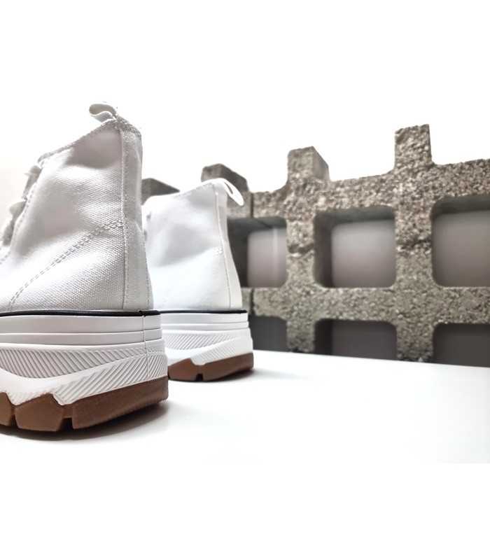 Bota sneaker plataforma lona blanca mujer