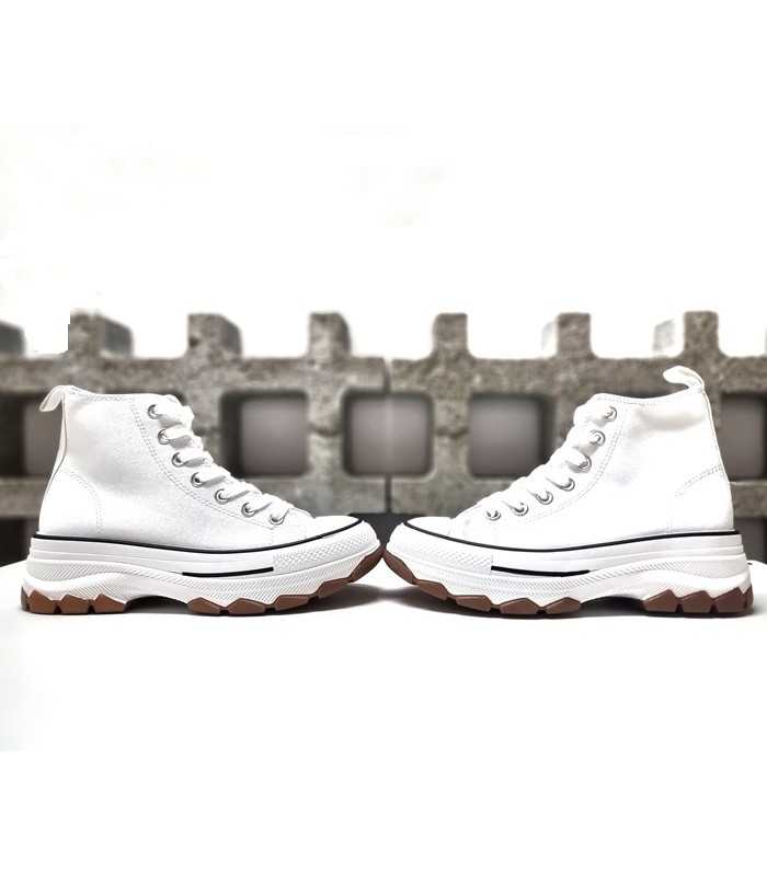 Bota sneaker plataforma lona blanca mujer