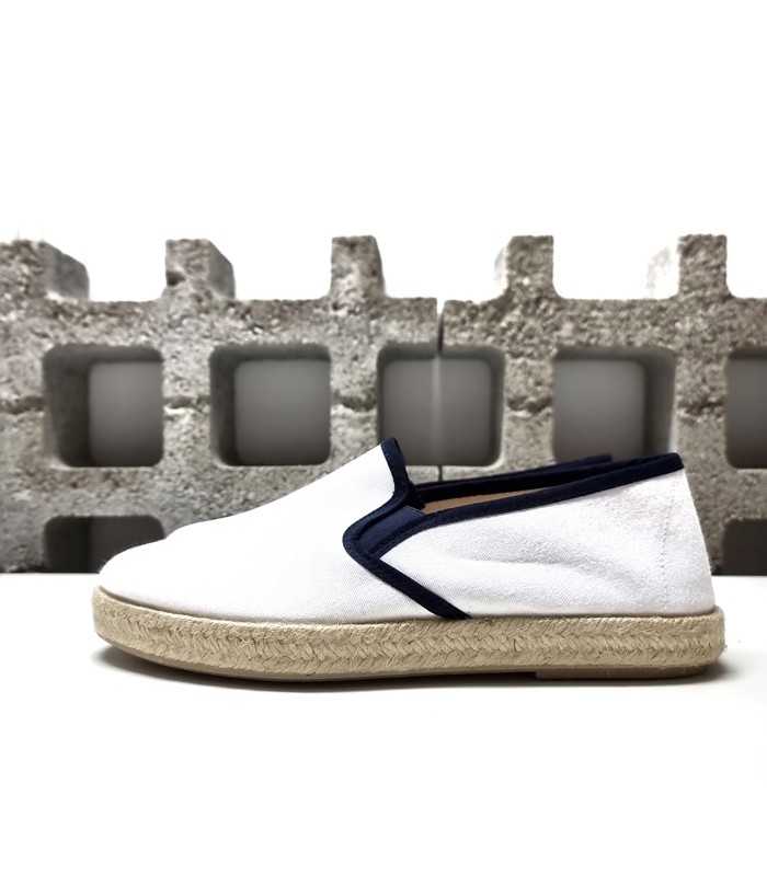 Alpargatas blanca hombre Calzahome perfil con vira de esparto