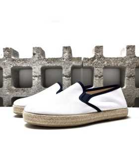 Alpargatas blanca lona hombre Calzahome medio perfil